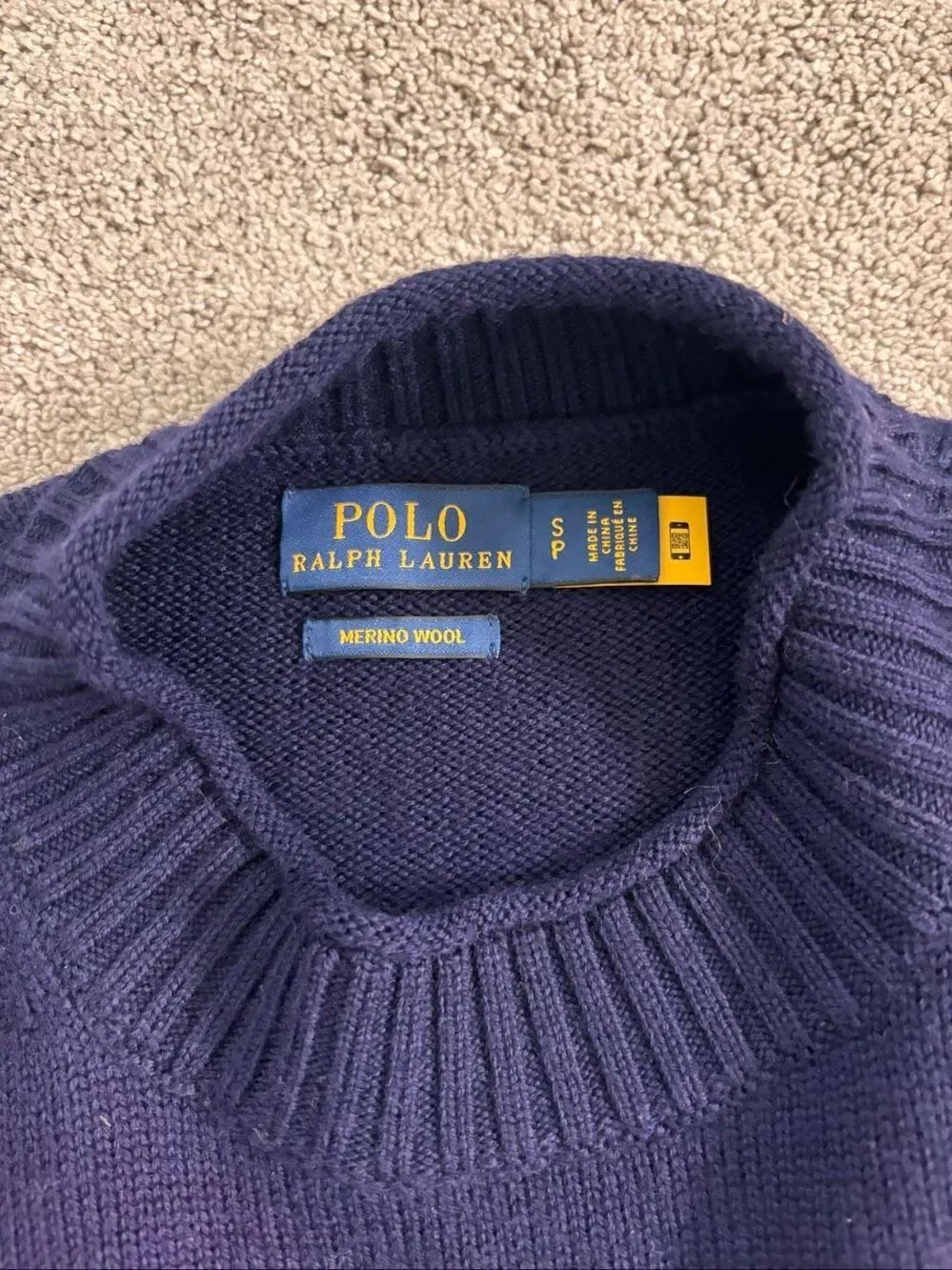 Ralph Lauren Navy & Cream Striped Wool Knit Sweater dress A46 - Picture 4 of 9